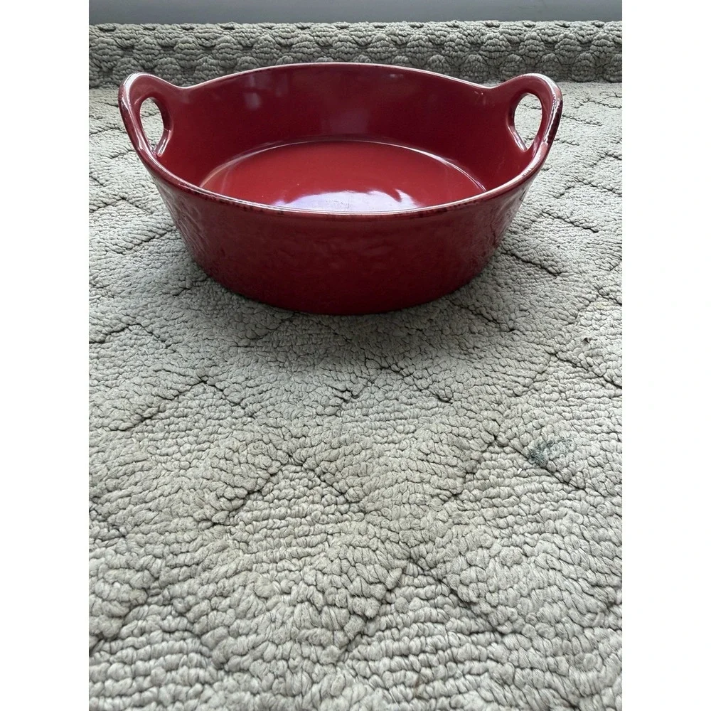 Aaron Sanchez Culture in the Kitchen Ceramic Baking round handle dish Red